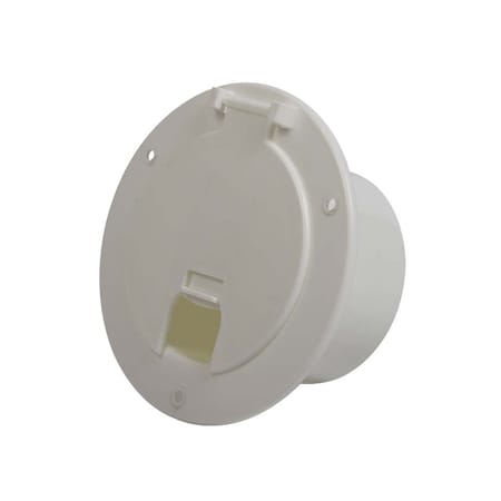 Deluxe Round Electric Cable Hatch With Back For 30A & 50A Cords - White